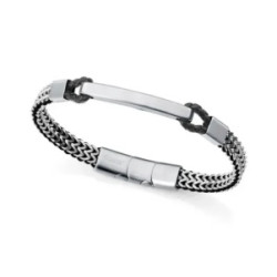 Pulsera Viceroy hombre acero trenzado piel negra 