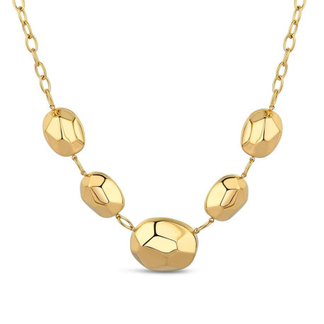 Collar de acero 316 chapado 18 kt óvalos lapidados