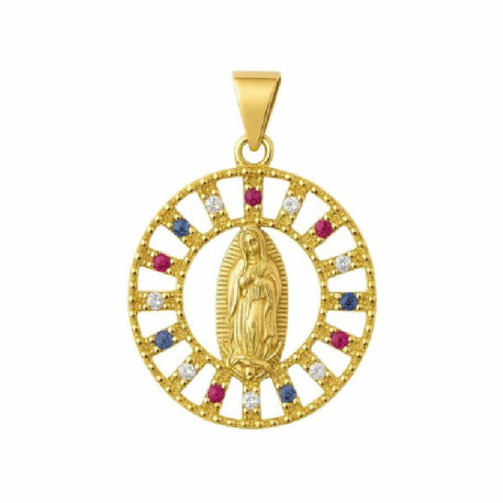 Colgante de plata chapada en oro virgen Maria