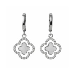 Pendiente de plata rodiada aro con colgante