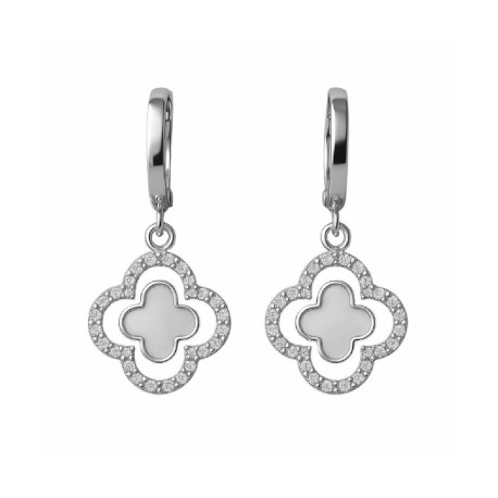 Pendiente de plata rodiada aro con colgante