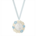 MEDALLON METAL VIRGEN DEL ROCIO 8 CM CELESTE