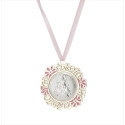 MEDALLON METAL VIRGEN DEL ROCIO 8 CM ROSA