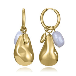 Pendientes de mujer de acero Ip dorado con perla 