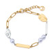Pulsera de mujer de acero Ip dorado con perlas sin