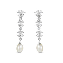 Pendiente de plata rodiado flores de circonita 