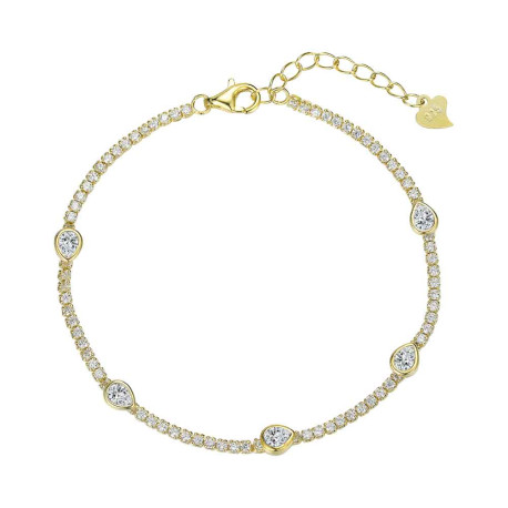 Pulsera de plata chapada riviere con gotas de circ