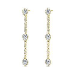 pendiente de plata chapado riviere con gotas 