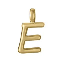 Colgante de acero Ip dorado letra E para collar