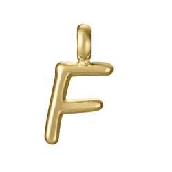 Colgante de acero Ip dorado letra F para collar