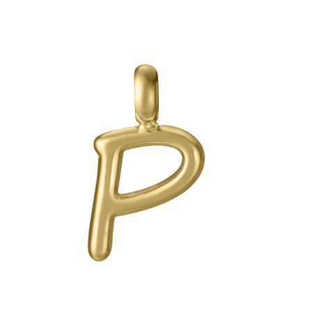 Colgante de acero Ip dorado letra P para collar