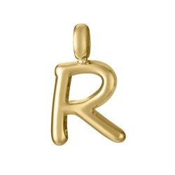 Colgante de acero Ip dorado letra R para collar