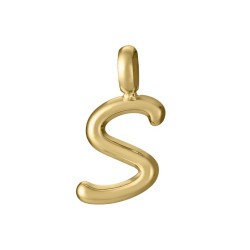 Colgante de acero Ip dorado letra S para collar