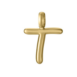 Colgante de acero Ip dorado letra T para collar