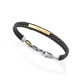 Pulsera de hombre de acero Ip dorado con placa y p