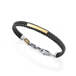 Pulsera de hombre de acero Ip dorado con placa y p
