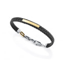 Pulsera de hombre de acero Ip dorado con placa y p