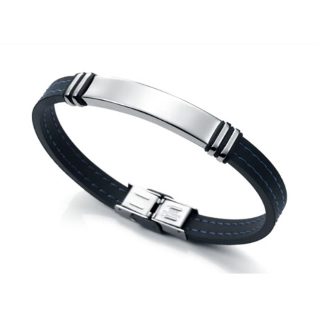 Pulsera de hombre Fashion de acero y caucho color 