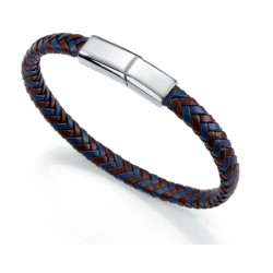 Pulsera de hombre de acero y piel