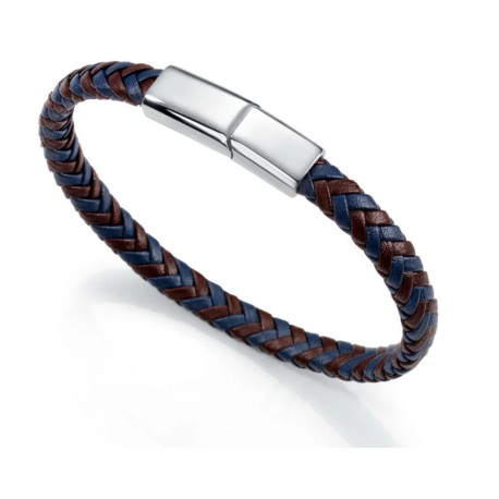 Pulsera de hombre de acero y piel