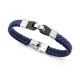 Pulsera de piel azul trenzada con motivo en piel