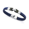 Pulsera de piel azul trenzada con motivo en piel