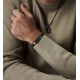 Pulsera de hombre de acero y piel negra trenzada c