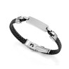Pulsera de hombre de acero e Ip negro con piel tre