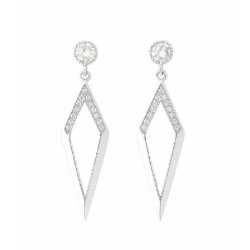 PENDIENTE DE PLATA RODIADA LARGO CON CIRCONITAS