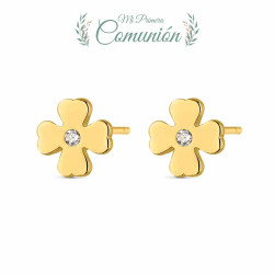 Pendiente de plata chapado trébol de 8 mm 