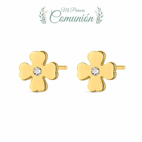 Pendiente de plata chapado trébol de 8 mm 