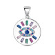 Colgante de plata rodiado disco de 18 mm con ojo 
