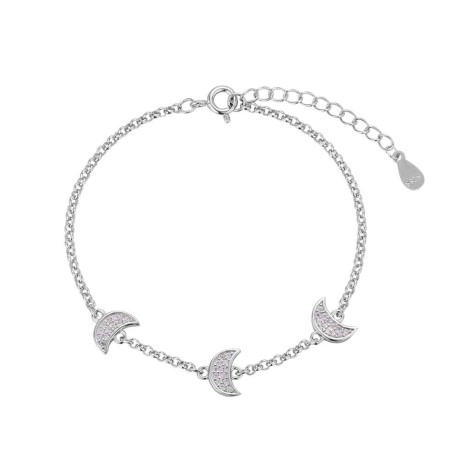 Pulsera de plata rodiada con lunas de circonita 