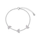 Pulsera de plata rodiada con lunas de circonita 