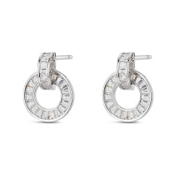 Pendiente de plata rodiado disco entrelazado bague