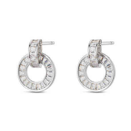 Pendiente de plata rodiado disco entrelazado bague