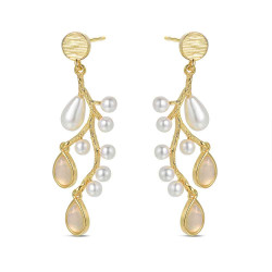 Pendiente de plata chapado rama con nacar 42 mm y 