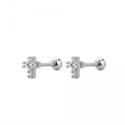 unidad de piercing plata rodiado cruz