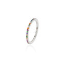 sortija de plata rodiada con zirconitas multicolor