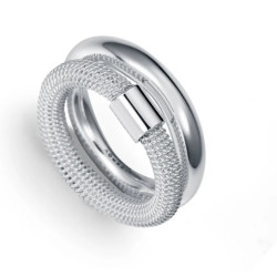 Anillo de acero chapado de plata 999 doble colecci