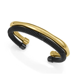 PULSERA ACERO IP DORADO Y NEGRO RIGIDA SRA
