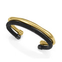 PULSERA ACERO IP DORADO Y NEGRO RIGIDA SRA