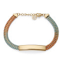 Pulsera Kiss de acero ip dorado con cordón multico
