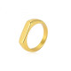 Anillo de acero inoxidable dorado sello rectangula
