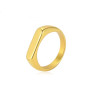 Anillo de acero inoxidable dorado sello rectangula