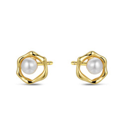 PENDIENTE DE PLATA CHAPADO 10MM CON PERLA 