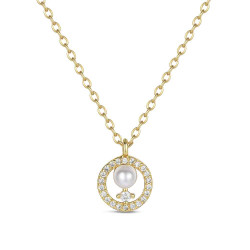 GARGANTILLA DE PLATA CHAPADA  CON PERLA 