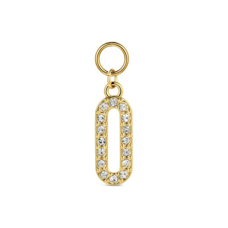 CHARM DE ACERO CHAPADO OVALO CON CRISTALES