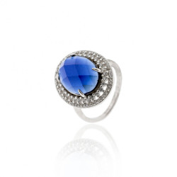 SORTIJA DE PLATA CON PIEDRAS DE COLOR Y CIRCONITAS