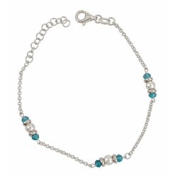 PULSERA DE PLATA BOLAS VERDE-PERLA
